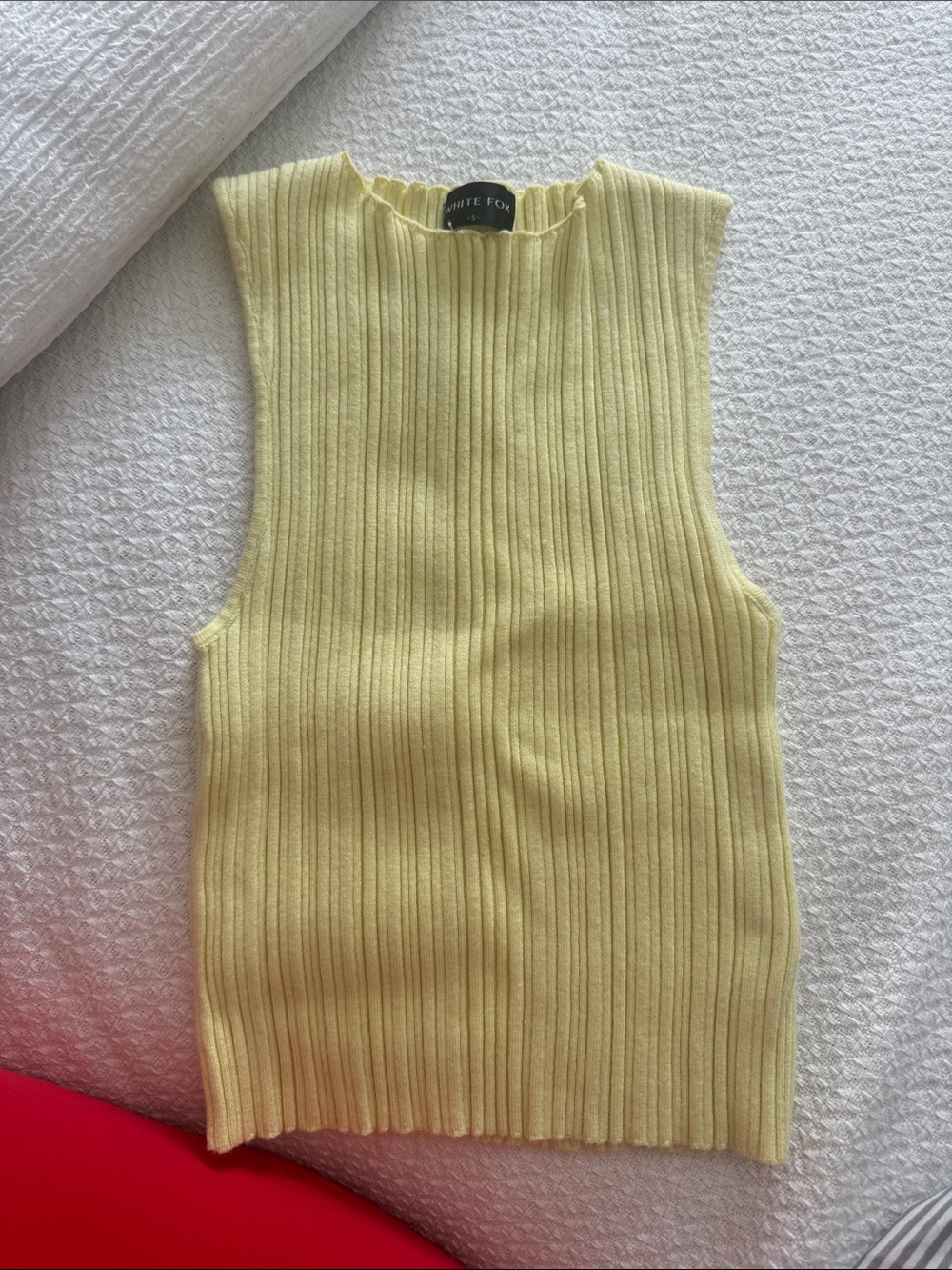 White Fox Boutique Yellow Ribbed Sleeveless Tank Top